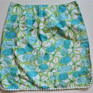 Lilly Pulitzer Vintage Y2K floral crab print crabcake green skirt size 4